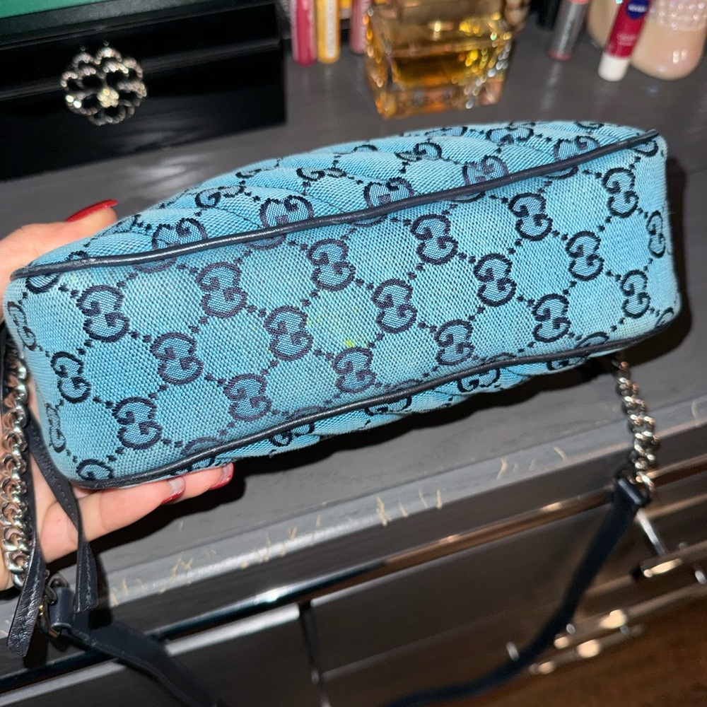 EUC Gucci Marmont Blue Women's Bag with matching wallet bundle - Picture 7 of 16